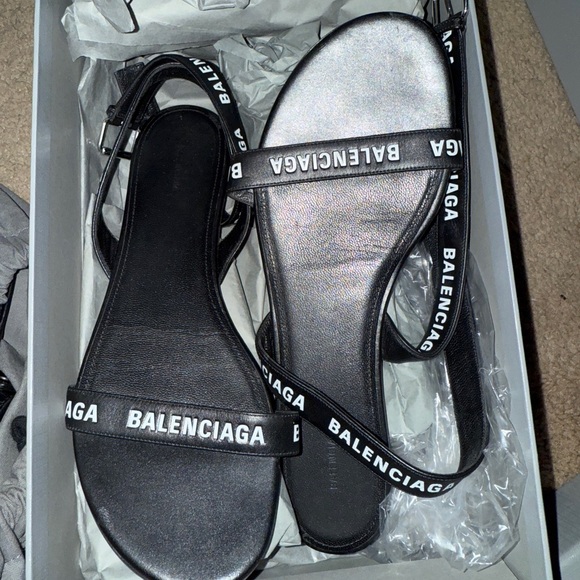 Balenciaga Black Strappy Sandals - Picture 1 of 4